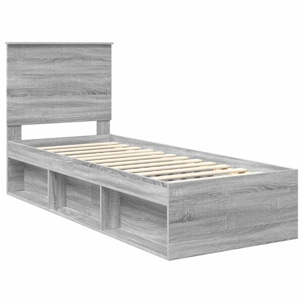 vidaXL Bedframe Grijs Sonoma 75 x 190 cm Massief grenenhout