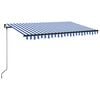 vidaXL Luifel handmatig uittrekbaar met LED 400x350 cm blauw en wit