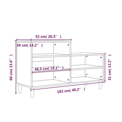 vidaXL Schoenenkast 102x36x60 cm bewerkt hout gerookt eikenkleurig