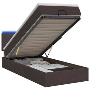 vidaXL Ottoman Bed met Matrassen en LED Donkerbruin 90 x 200 cm Stof