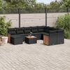 vidaXL 11-delige Loungeset met kussens poly rattan zwart