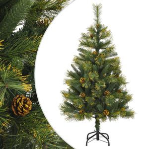 vidaXL Kunstkerstboom met scharnieren en dennenappels 120 cm