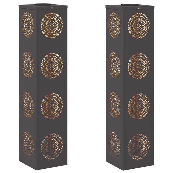 vidaXL Solar LED Pad Licht 2 pcs Zwart Koudgewalst staal