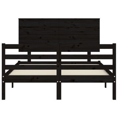 vidaXL Bedframe met hoofdbord massief hout zwart 120x200 cm