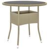 vidaXL Tuintafel &Oslash;80x75 cm gehard glas en poly rattan beige