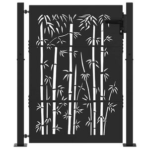 vidaXL Tuinpoort 110 x 155 cm Gepoedercoat staal Zwart Vergrendelbaar