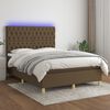 vidaXL Boxspring met matras en LED stof donkerbruin 140x190 cm