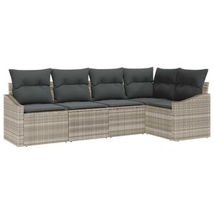 vidaXL Bankstel 5 st Lichtgrijs poly rattan