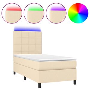 vidaXL Boxspring met matras en LED stof cr&egrave;mekleurig 80x200 cm