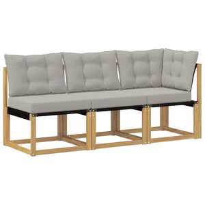 vidaXL Outdoor Midden- en Hoeksalon met kussen 3 Stuk Wit