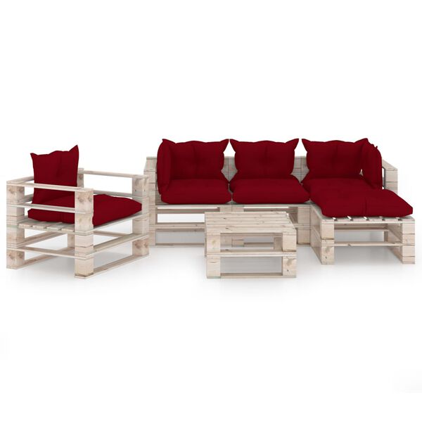 vidaXL 6-delige Loungeset met kussens pallet grenenhout