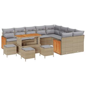 vidaXL Tuinbankenset 13 st 13-Aantal zitplaatsen Beige en Licht Grijs