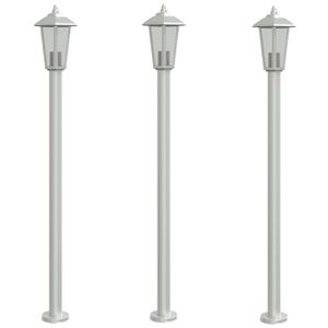 vidaXL Vloerlamp voor buiten 3 st 120 cm roestvrijstaal zilverkleurig