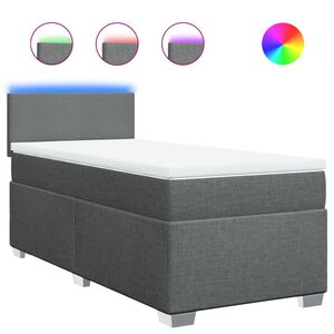 vidaXL Boxspring met matras stof donkergrijs 100x200 cm