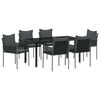 vidaXL Tuin eettafelset 7 pcs Zwart en Grijs PE Rattan