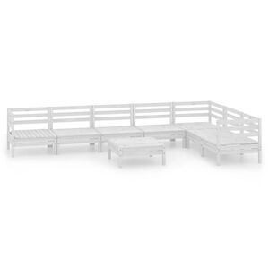 vidaXL 8-delige Loungeset massief grenenhout wit