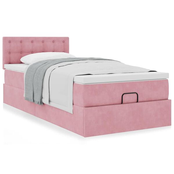 vidaXL Ottoman bed met matras 80x200cm fluweel roze