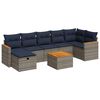 vidaXL 8-delige Loungeset met kussens poly rattan grijs