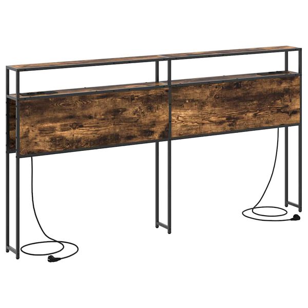 vidaXL Opberghoofdbord met plank Gerookt eiken 200 cm Bewerkt hout