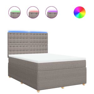 vidaXL Boxspring met matras stof taupe 160x200 cm