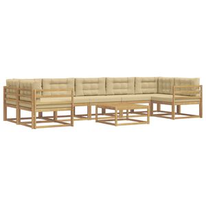 vidaXL Buiten bankenset 6 st Wit en Beige