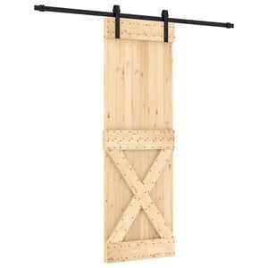 vidaXL Schuifdeur Naturel en Zwart 70 x 210 cm Massief Grenenhout