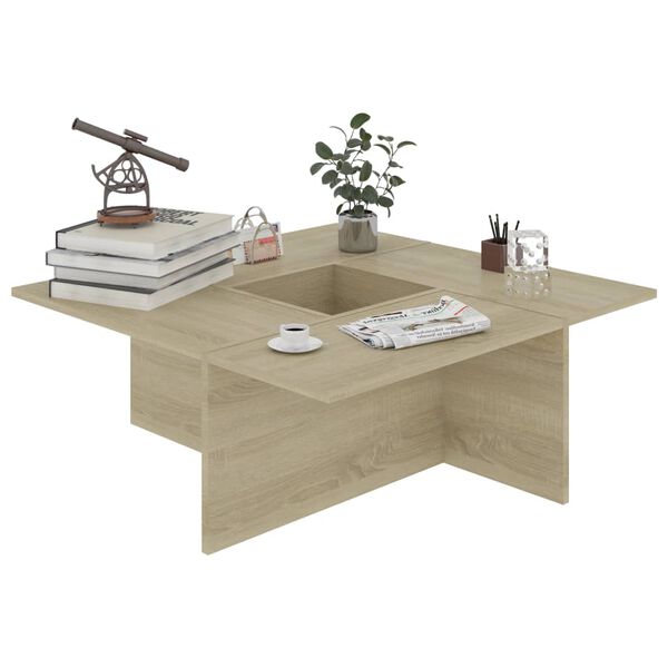 vidaXL Salontafel 79,5x79,5x30 cm bewerkt hout sonoma eikenkleurig