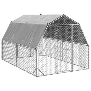 vidaXL Kippenren met dak 2,5x4x2,25 m gegalvaniseerd staal
