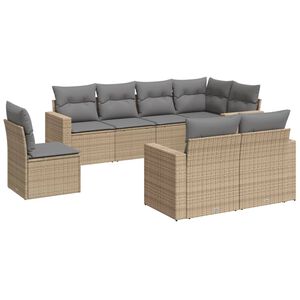 vidaXL 8-delige Loungeset met kussens poly rattan beige