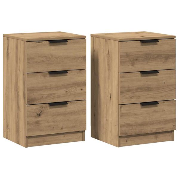 vidaXL Nachtkastjes 2 st 40x36x65cm bewerkt hout artisanaal eikenkleur