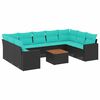 vidaXL 10-delige Loungeset met kussens poly rattan grijs