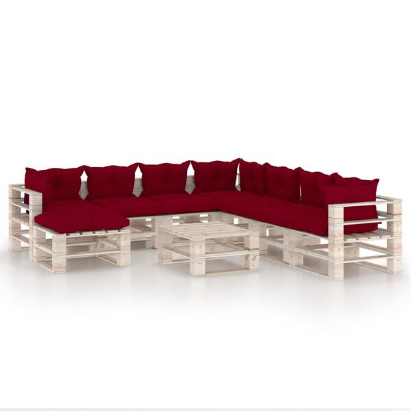 vidaXL 9-delige Loungeset met kussens pallet grenenhout