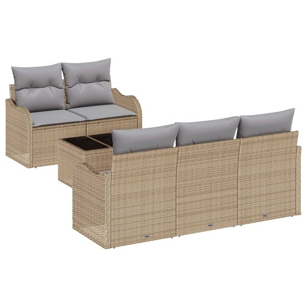 vidaXL Tuin Sofa Set Beige poly rattan