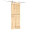 vidaXL Schuifdeur Natuurlijk en Wit 80 x 210 cm Massief Grenenhout
