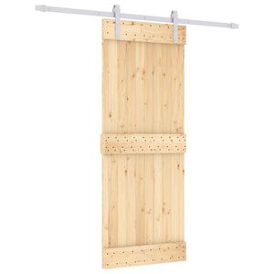 vidaXL Schuifdeur Natuurlijk en Wit 80 x 210 cm Massief Grenenhout