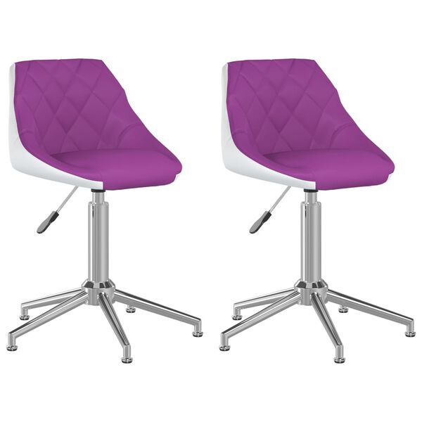 vidaXL Eetkamerstoelen draaibaar 2 st kunstleer paars en wit