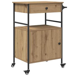 vidaXL Keuken Trolley Artisan Eiken 56 x 43 x 89,5 cm Bewerkt hout