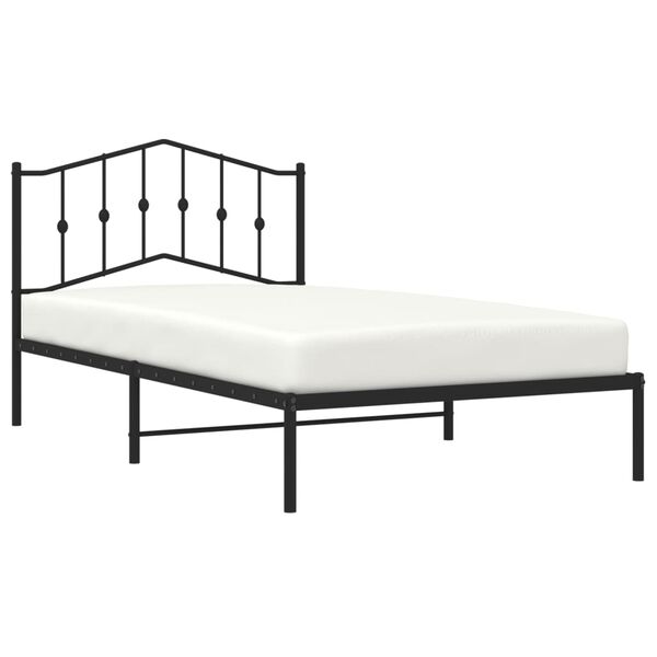 vidaXL Bedframe met hoofdbord metaal zwart 107x203 cm