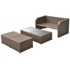 vidaXL 4-delige Loungeset met kussens poly rattan bruin