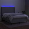 vidaXL Boxspring met matras en LED stof lichtgrijs 140x200 cm