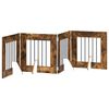 vidaXL Opvouwbaar hondenhek met standaards 4 pcs Gerookt eiken 241 cm