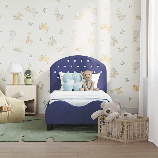 vidaXL Peuterbedframe met hoofdbord Politieblauw 70 x 140 cm Fluweel