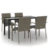 vidaXL 5-delige Tuinset met kussens poly rattan zwart en grijs