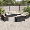 vidaXL 13-delige Loungeset met kussens poly rattan zwart