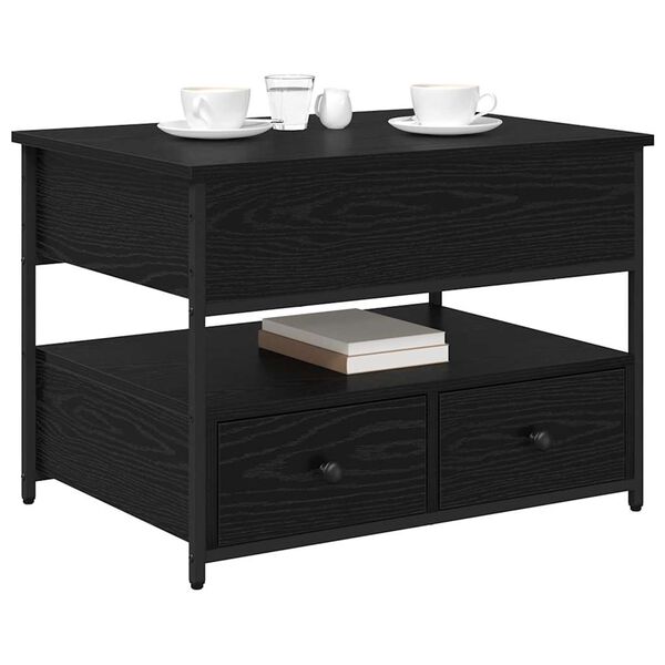 vidaXL Salontafel met lade Zwart Eiken 70 x 50 x 54,5 cm Bewerkt hout