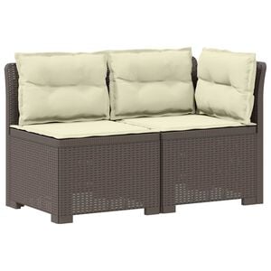 vidaXL Tweedelige Tuinbank met Kussens Rattan Look PP Lichtgrijs