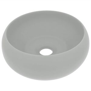 vidaXL Wastafel rond 40x15 cm keramiek mat lichtgrijs