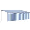 vidaXL Luifel automatisch rolgordijn LED windsensor 4x3 m blauw en wit