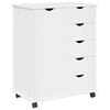 vidaXL Rolling Kast 63,5 x 39 x 79 cm Massief Vurenhout Wit