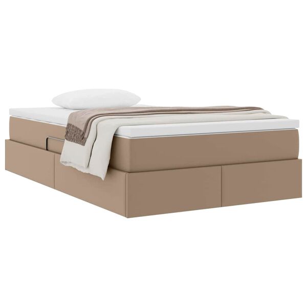 vidaXL Opslag bed met matras Cappuccino 120 x 200 cm Nep Leer